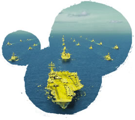 artwork depicting green aircraft carriers