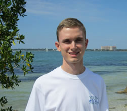 photo of a young man, seascape background