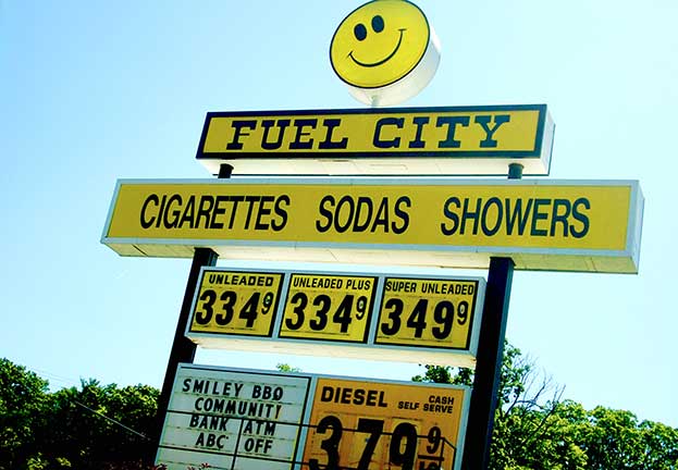 photo of a gas station marquee