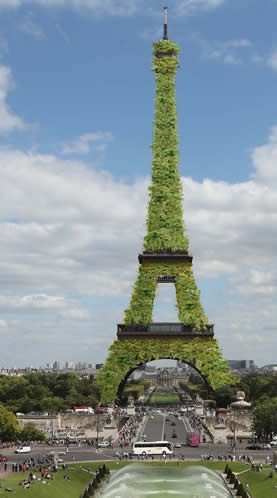 image showing a plant-covered eiffel tower