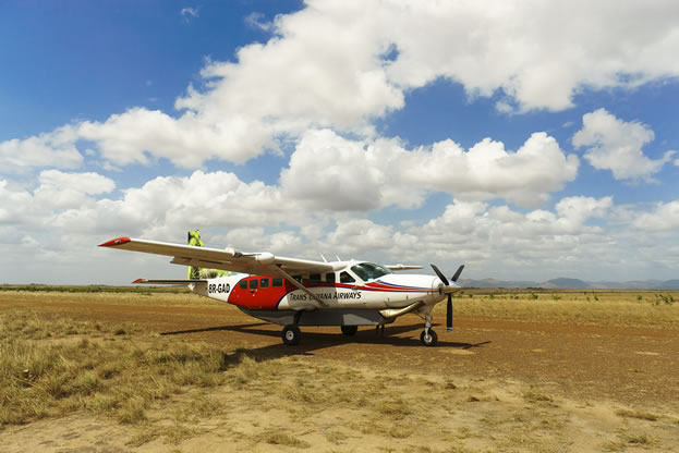 photo of a small airplane on a savannah