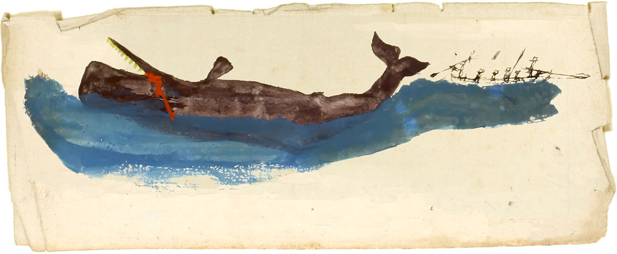 injured whale drawing